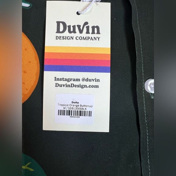 NWT Duvin Tropical Orange Hula Girl and Crocodile Button Up Shirt Medium - Picture 8 of 11